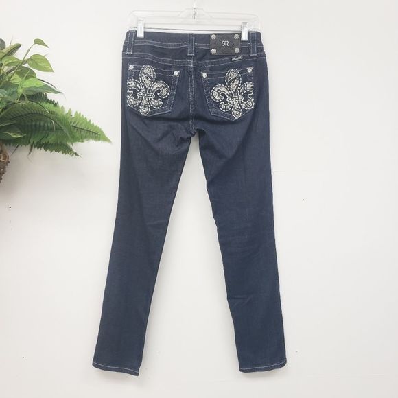 Miss Me Fluer de Lis Easy Skinny Jeans Size 26 - Picture 8 of 12
